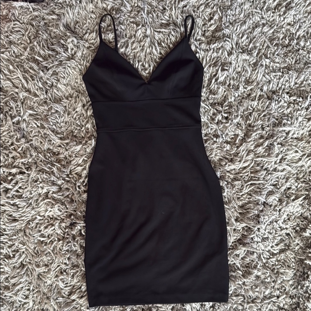 Express Black Ribbed Bodycon Mini Dress